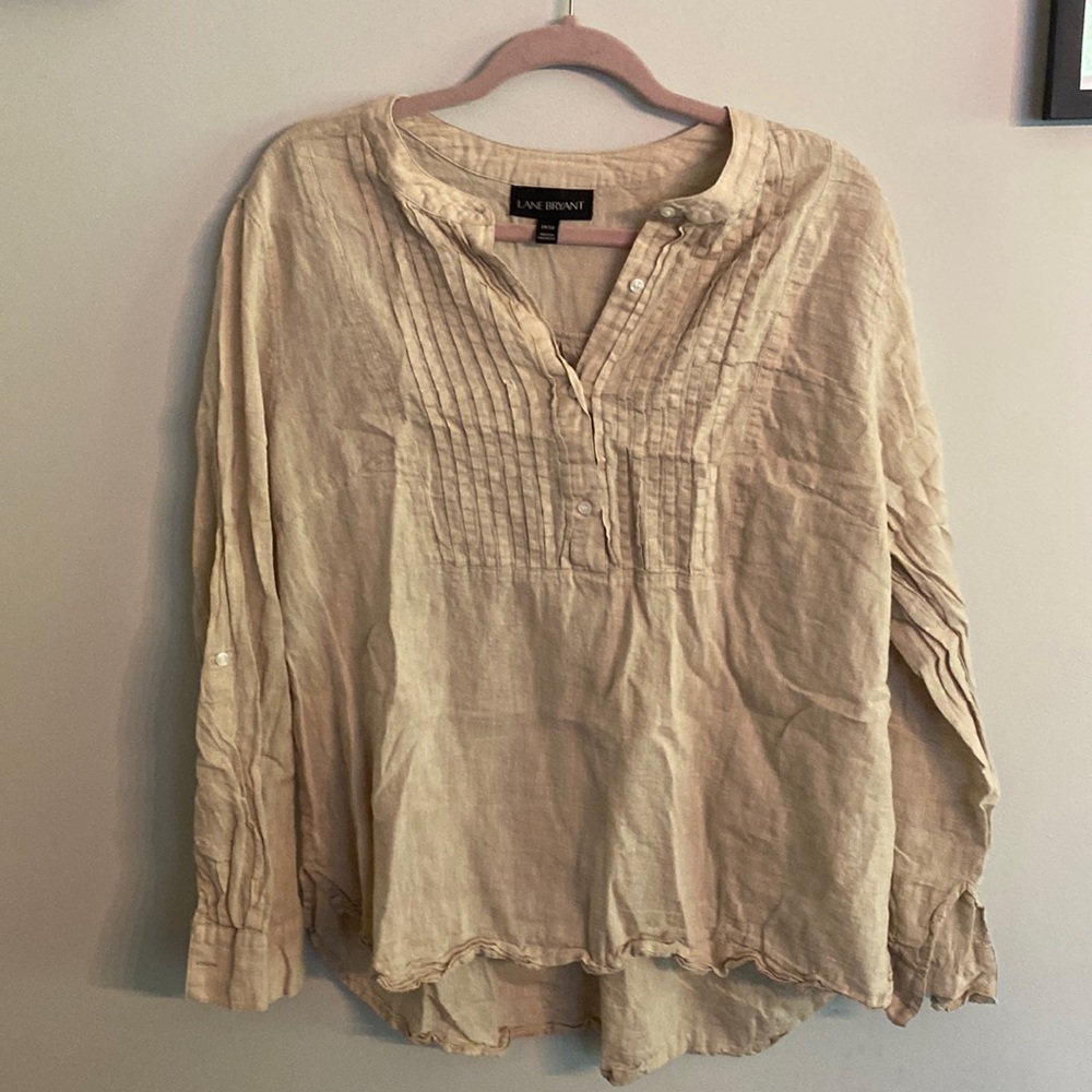 Tan Linen Women's Top Lane Bryant